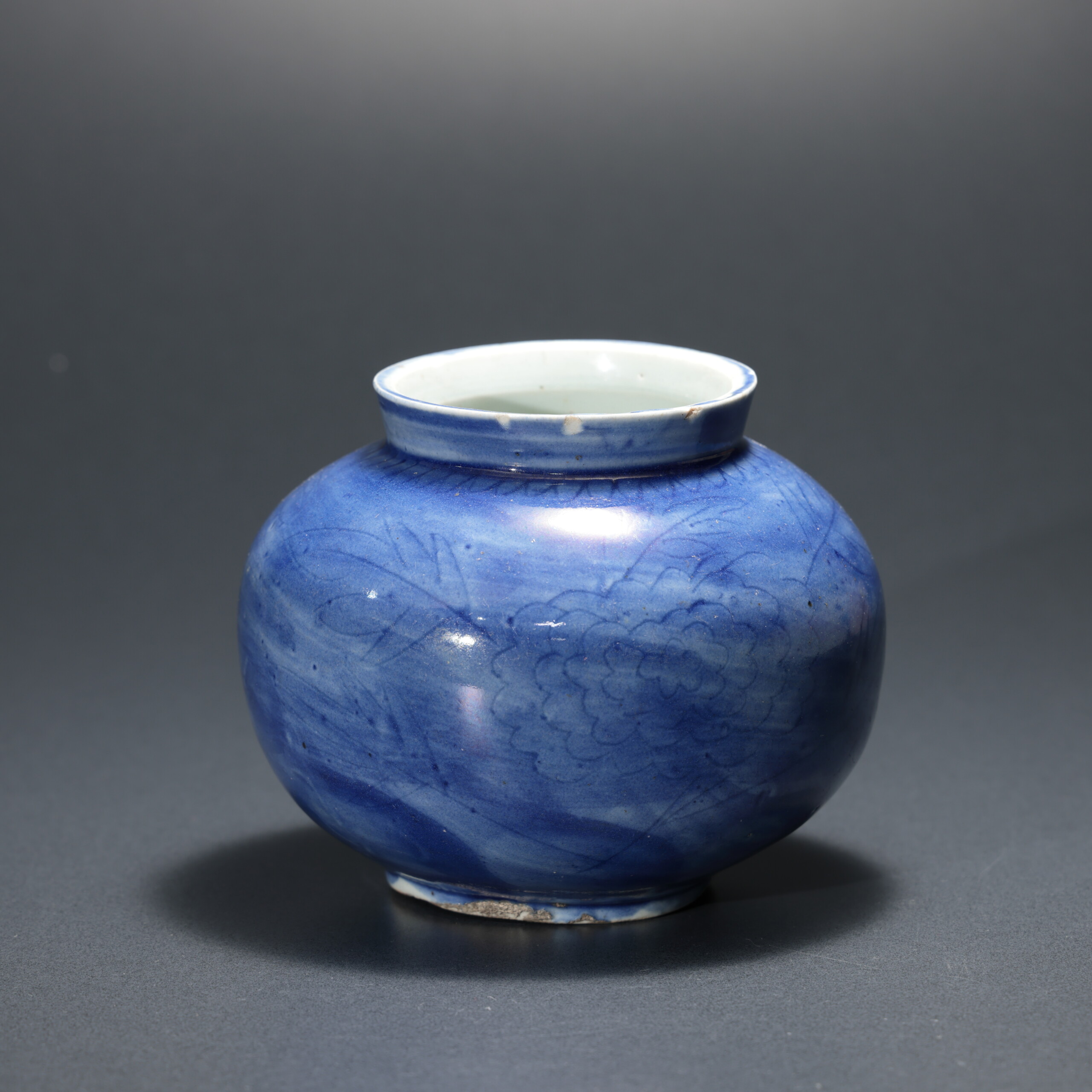 李朝瑠璃釉花図壺